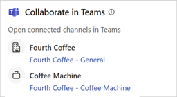 Outlook の販売エージェントの [Teams での共同作業] カードのスクリーンショット。