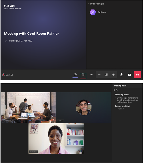 スケジュールされた会議エクスペリエンスのファシリテーターのスクリーンショット。