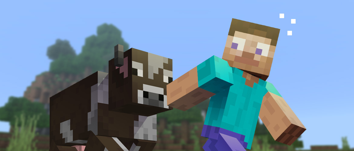 Image of a cow chasing Steve. Run, Steve, run!