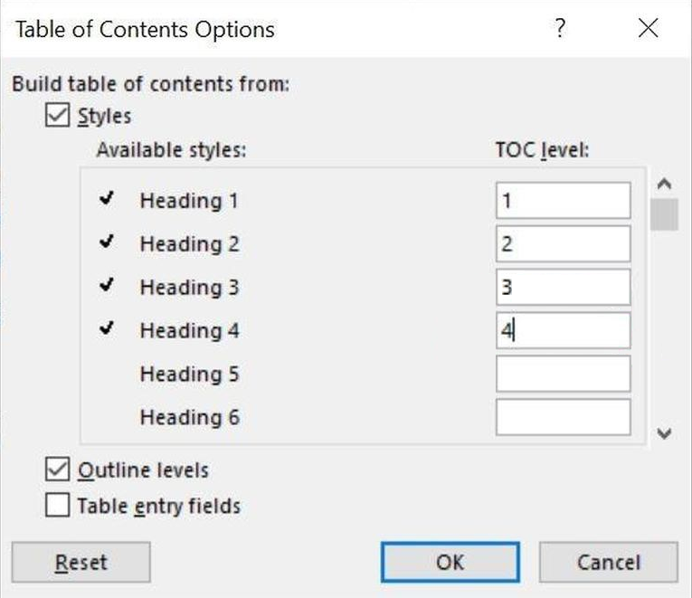 スクリーンショットは、注釈を T O C に追加する手順を示しています。