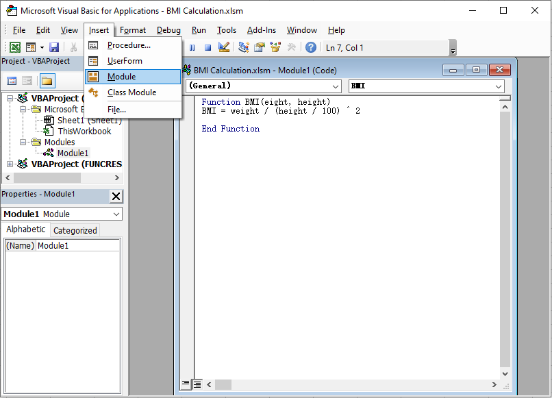 Visual Basic エディター ウィンドウにスクリプトを記述する手順を示すスクリーンショット。
