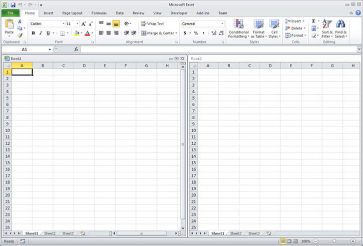 Excel 2010 の複数ドキュメント インターフェイス