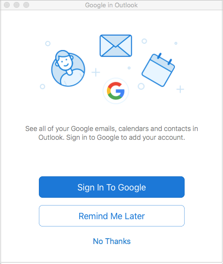 Google アカウントへのサインインを求めるメッセージのスクリーンショット。