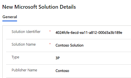 新しい Microsoft ソリューションの詳細を示すスクリーンショット。