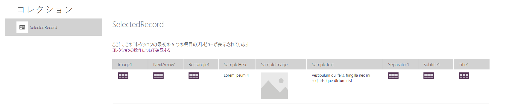 SelectedRecord コレクション。