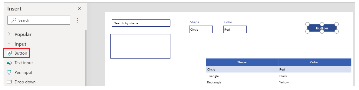 ボタンを挿入する ボタンを挿入する。