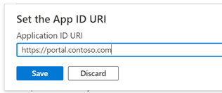 アプリケーション ID URI としてのカスタム ポータル URL。