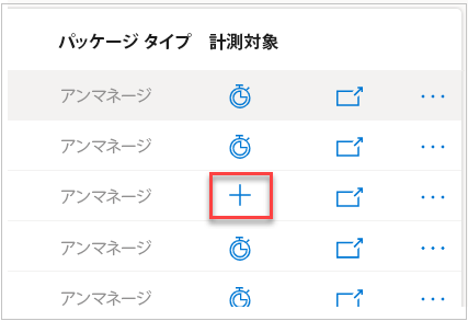 ソリューションの測定がオフになっていることを表すプラス アイコンを示すスクリーンショット。 ソリューションの測定がオフになっていることを表すプラス アイコンを示すスクリーンショット。