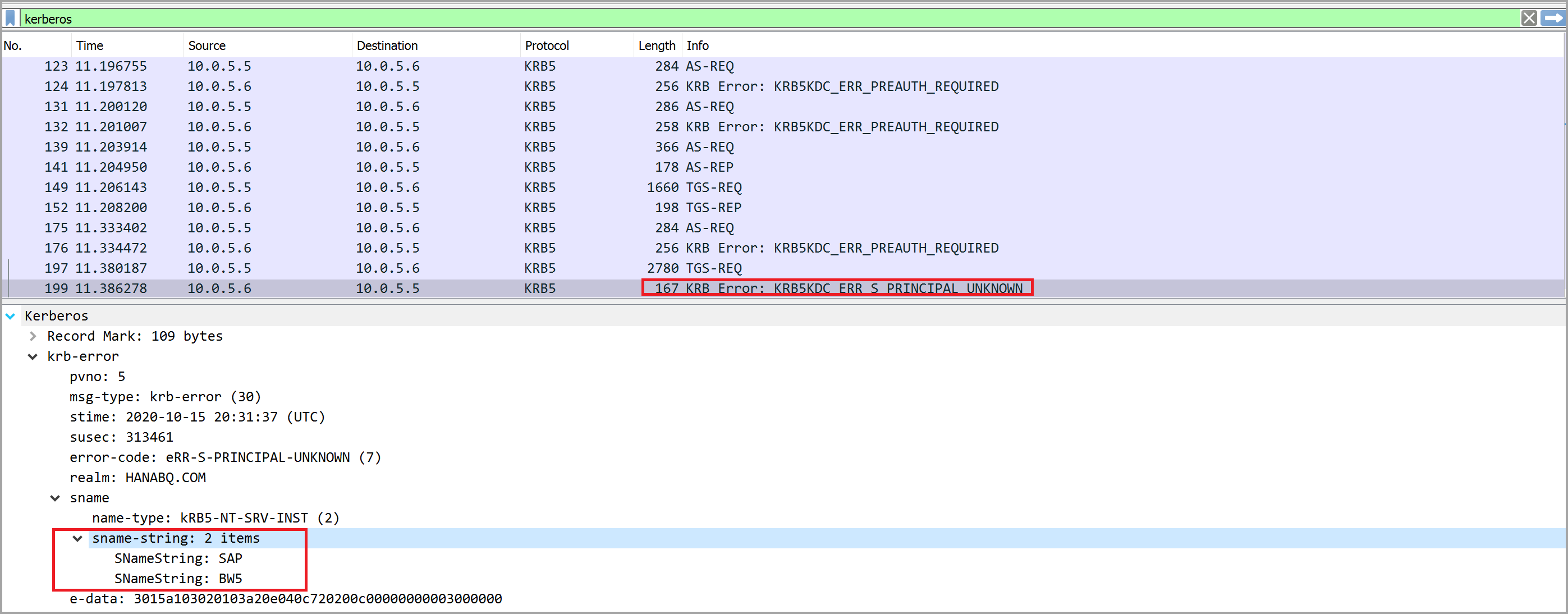 Screenshot of tracing program showing an error
