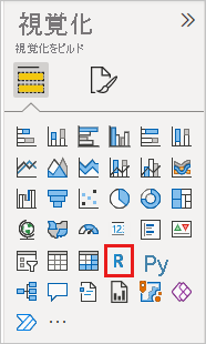 Screenshot of the Visualization pane, highlighting the R Visual icon.