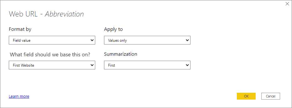 [Web URL] ダイアログ ボックスを示すスクリーンショット。