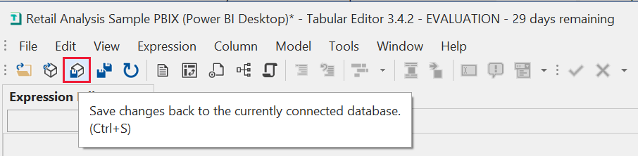 Screenshot highlighting the Save perspectives settings in the Tabular Editor.