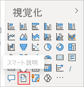 Screenshot of the Visualizations pane, highlighting the Smart narrative icon.