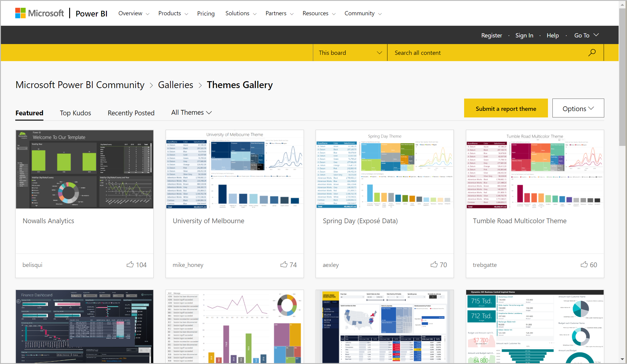 Screenshot of the Themes Gallery site.