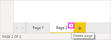 Screenshot highlighting the x on the page's tab.