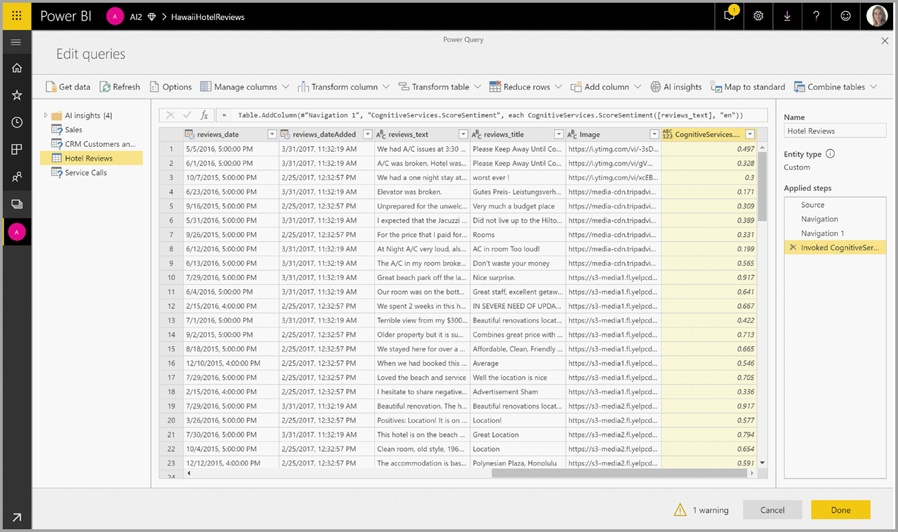Screenshot showing a new column created in Power Query.