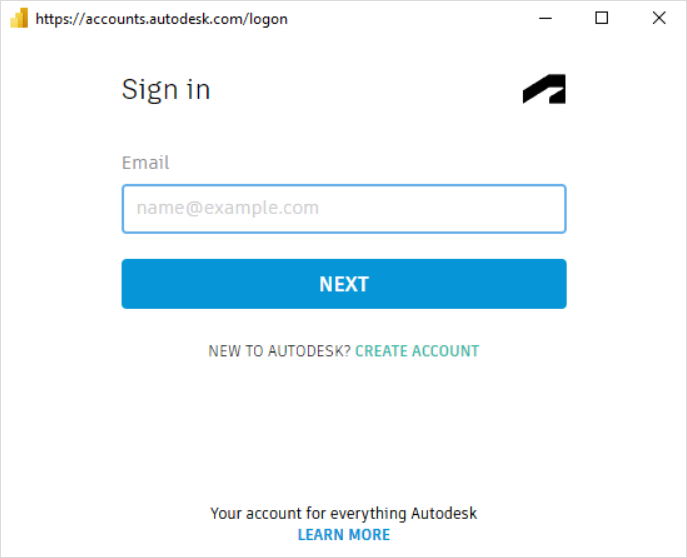 [Autodesk にサインイン] ダイアログを示すスクリーンショット。
