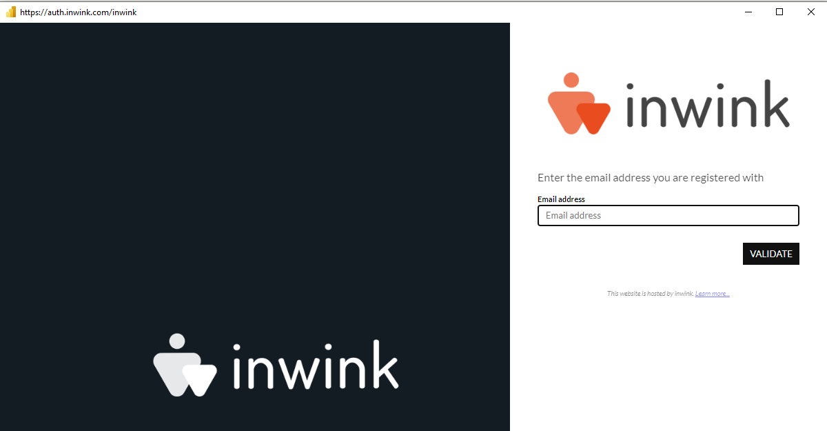 2 番目の inwink 認証ダイアログのスクリーンショット。