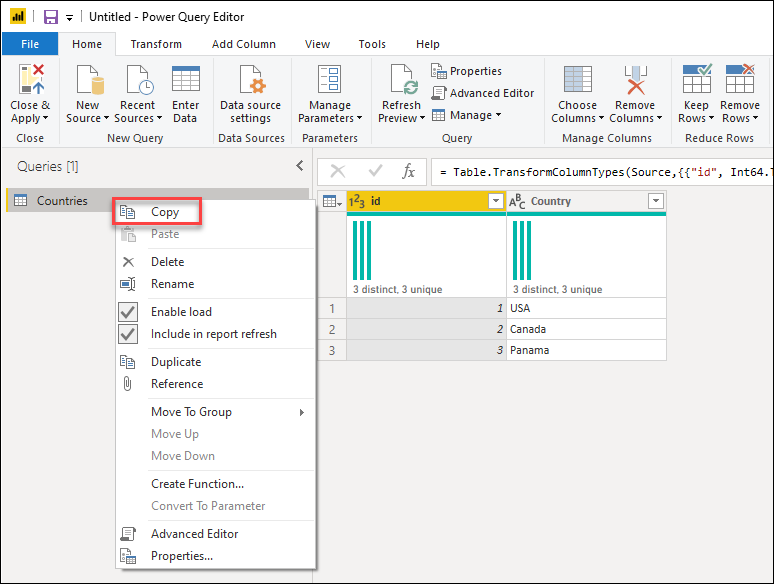 Power Query Copy All Steps