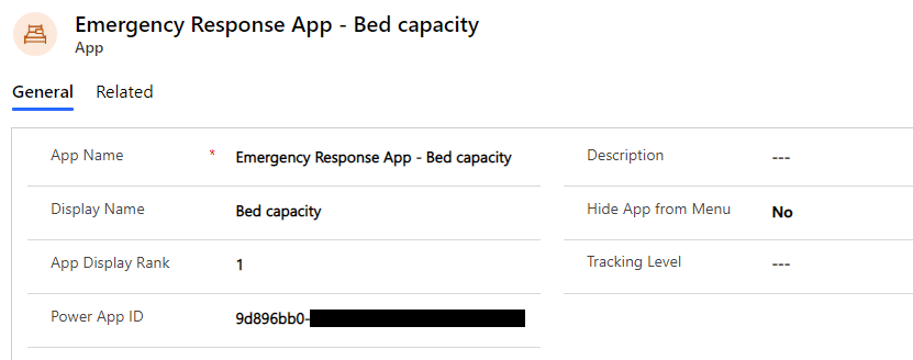 アプリの更新情報 Power App ID フィールド。