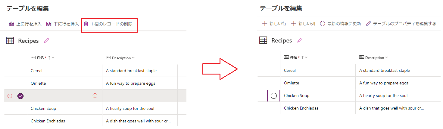 余分な行の削除 余分な行の削除。