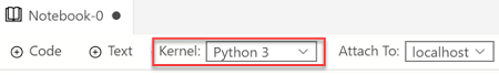 カーネルの値が Python 3 であることを示すスクリーンショット。