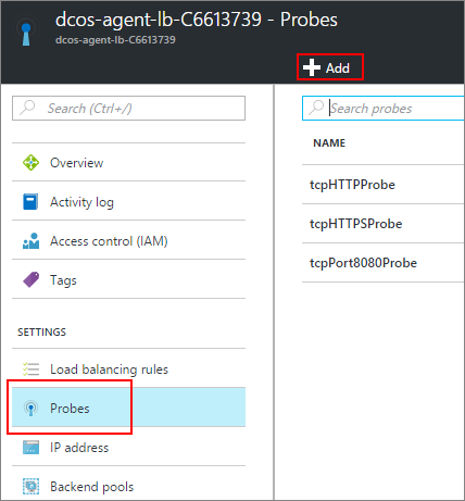 Azure container service load balancer probes