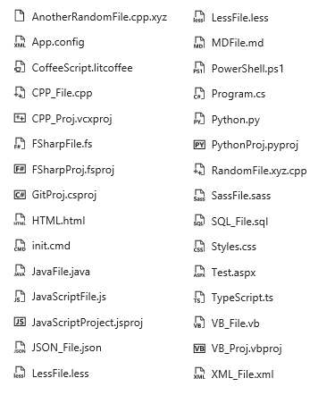 New file type icons
