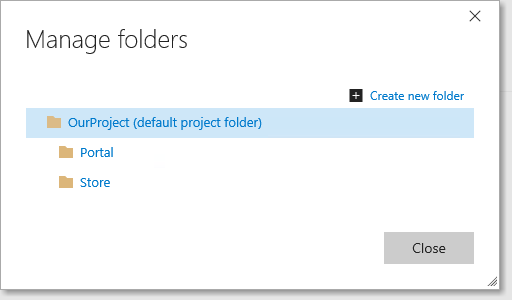Manage folders in All Definitions tab.