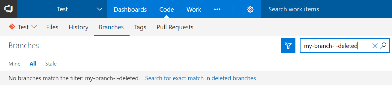 Search deleted branches
