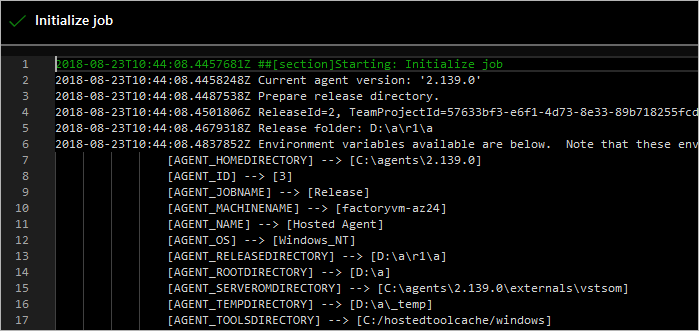 Viewing the values of the variables in a release