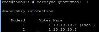 corosync-quorumtool -l sample output