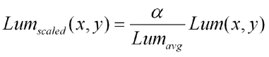 Equation for luminance scaled to target average luminance