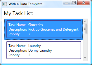 データ テンプレートを使用するリスト ボックス