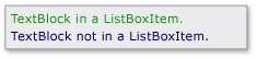 ListBox 内の 2 つの ListBoxItem