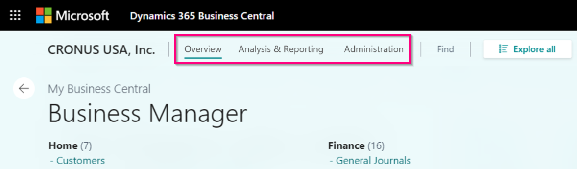 フィルター処理の対象となるロール エクスプローラーの分析とレポート作成および管理のアクションを示しています。