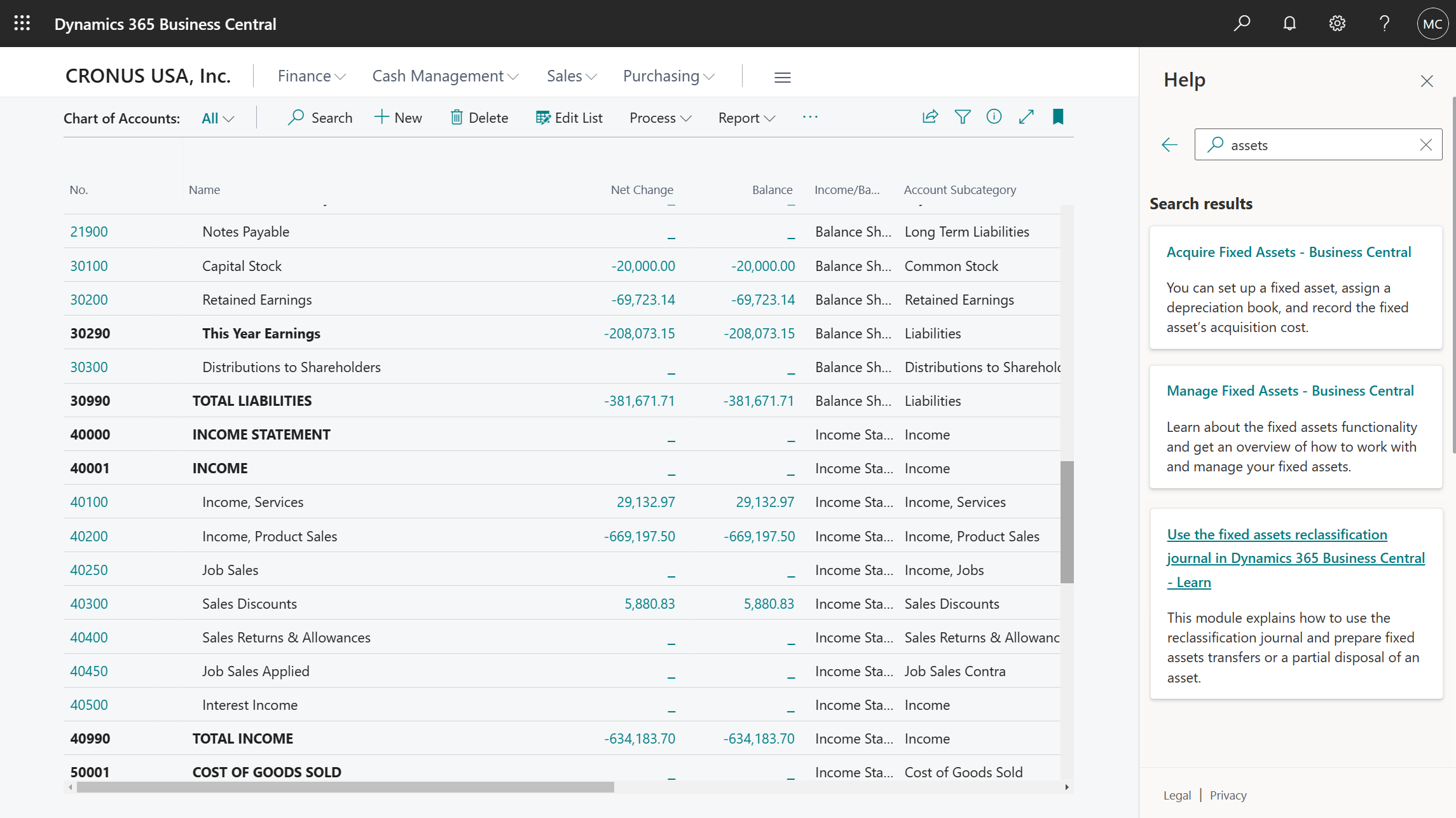 アセット トピックの検索結果が表示されている、更新されたヘルプ ウィンドウのスクリーンショット。