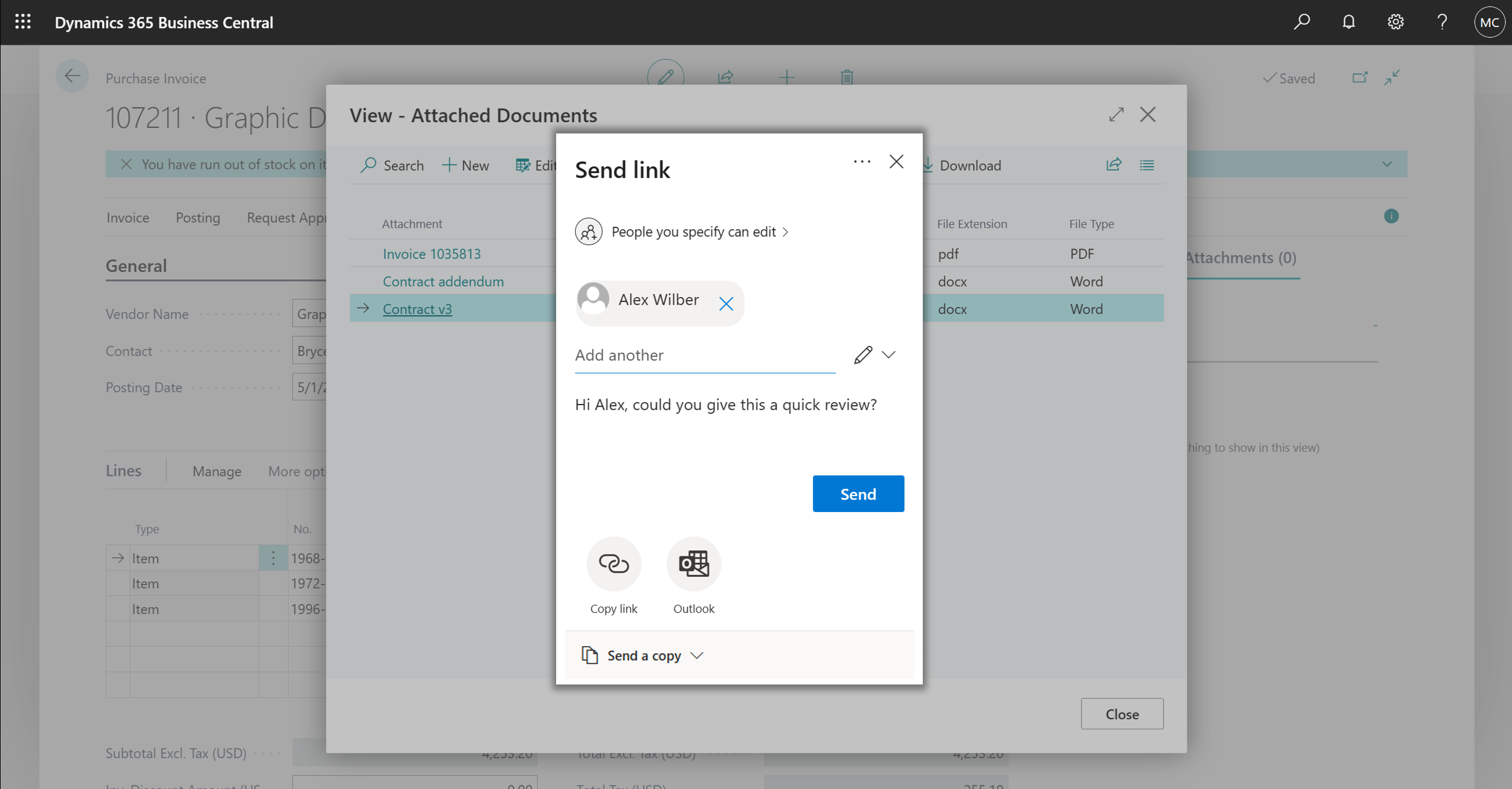 添付ファイルから共有ページを開きます。