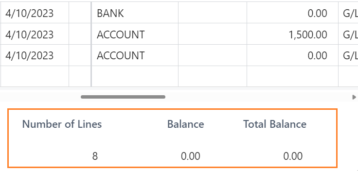 位置合わせが改善された仕訳帳のフッター