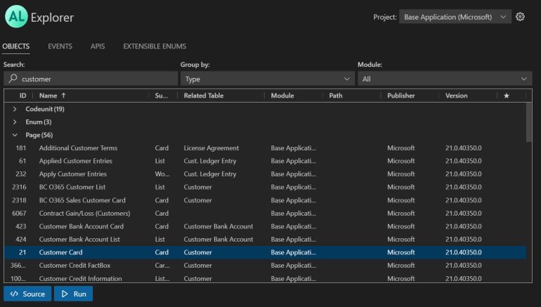 選択したアプリ スコープ内のすべてのオブジェクトの表示