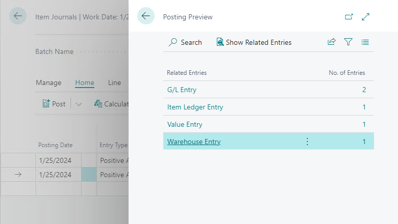 品目仕訳帳 - 転記のプレビュー ページ