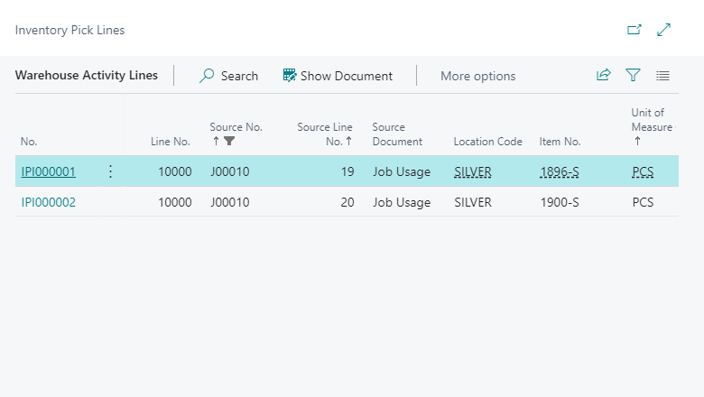 ドキュメントの表示アクション