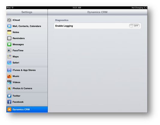 iPad Dynamics CRM の設定
