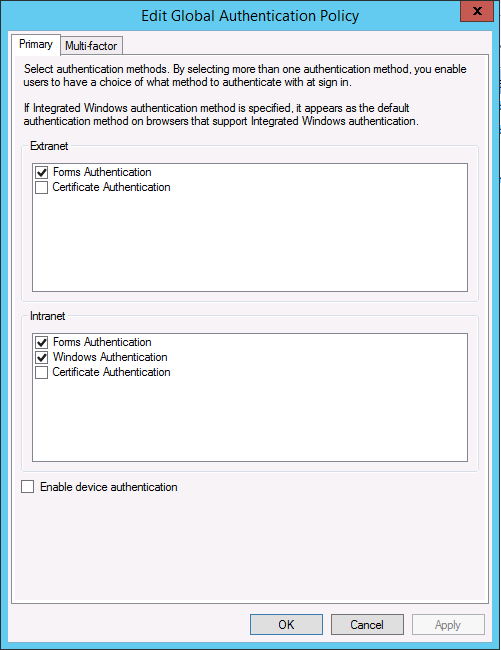 Enable forms authentication