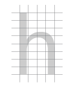 グリッドで示された文字 "h" の図 