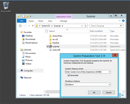 図: System Preparation Tool を起動
