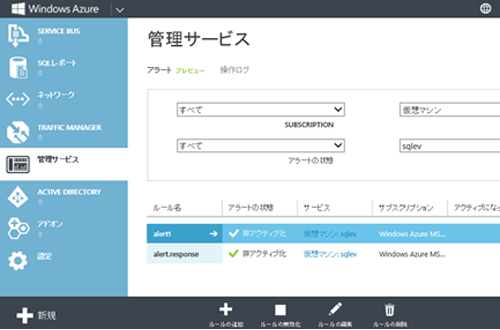 図: 管理サービス画面