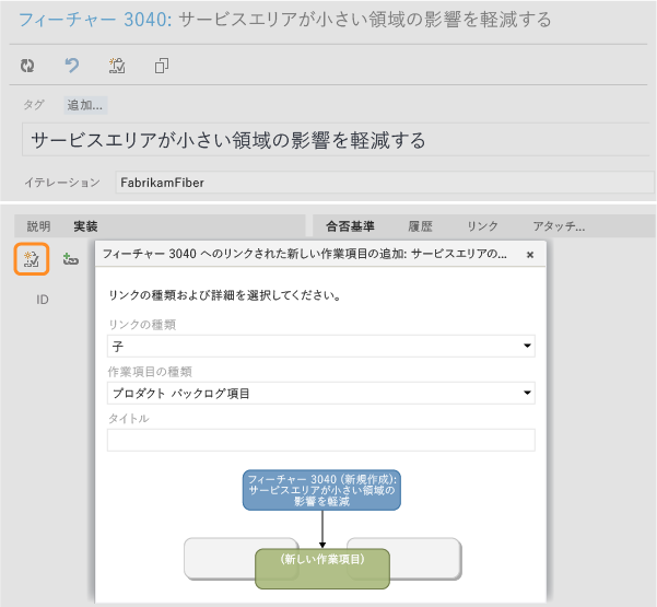 既存の作業項目をリンクすることもできる