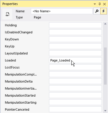 Visual Studio の Page_Loaded イベント ハンドラー