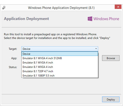 Windows Phone アプリ用のアプリ配置ツール